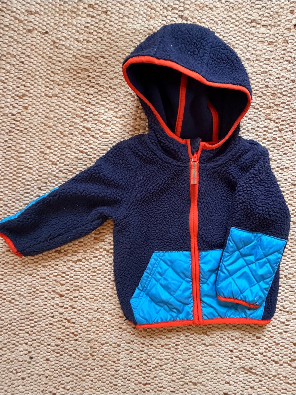 Cat & Jack Navy and Bright Blue Hooded Fleece Jacket with Red Trim - Kids